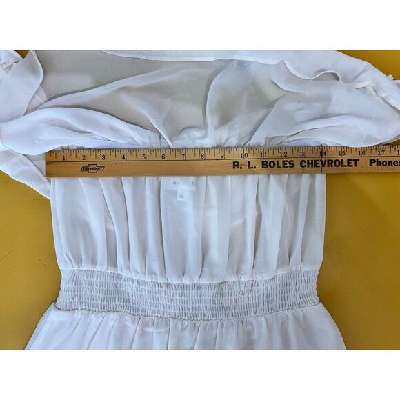Mable by Anthropologie Rayna Off Shoulder Tiered Mini Sundress White Women's M - Picture 9 of 11
